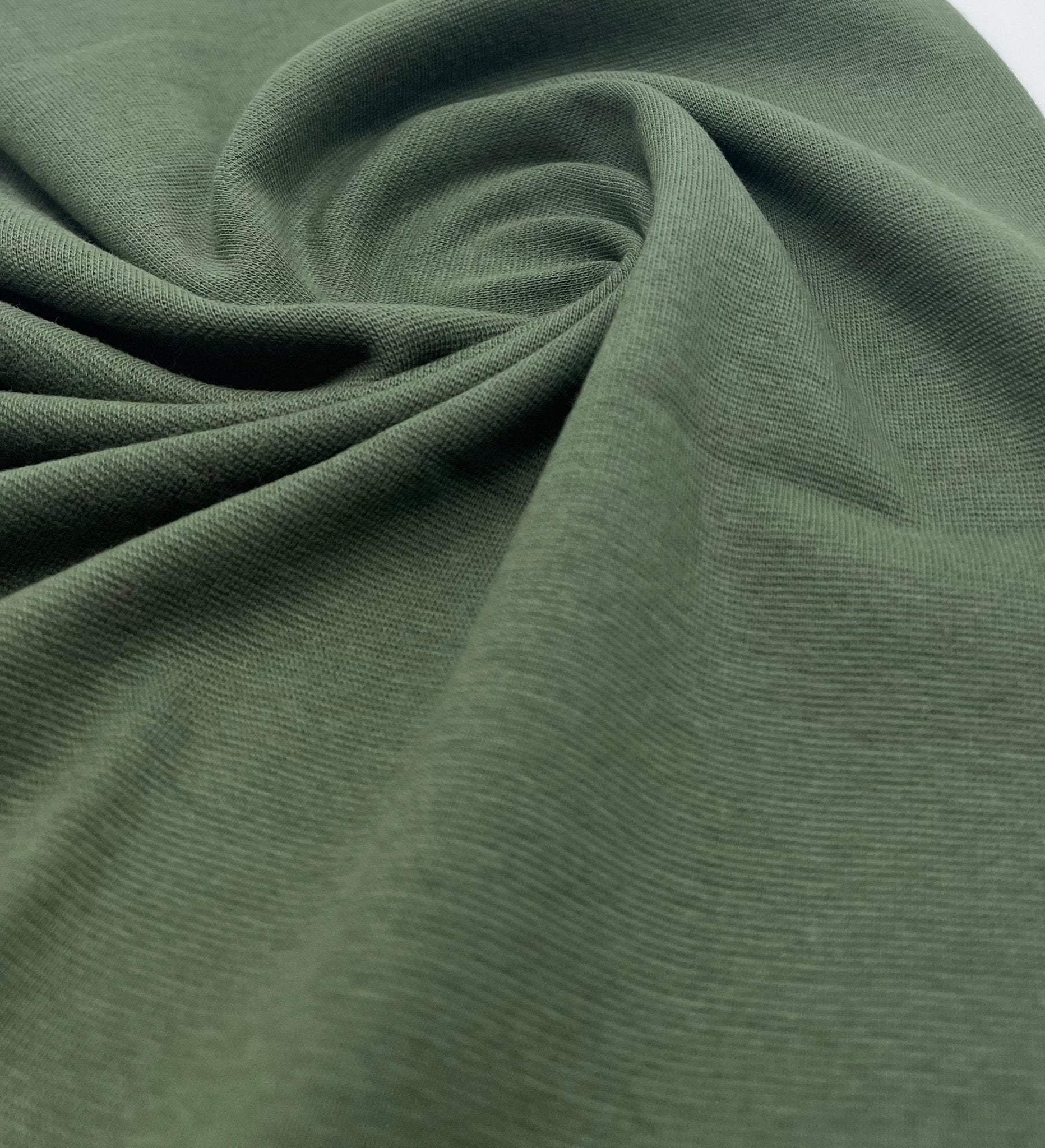 Khaki Jersey Cuffing Ribbing Fabric 270 GSM Cotton Knit 70cm Wide - T9 Fabrics